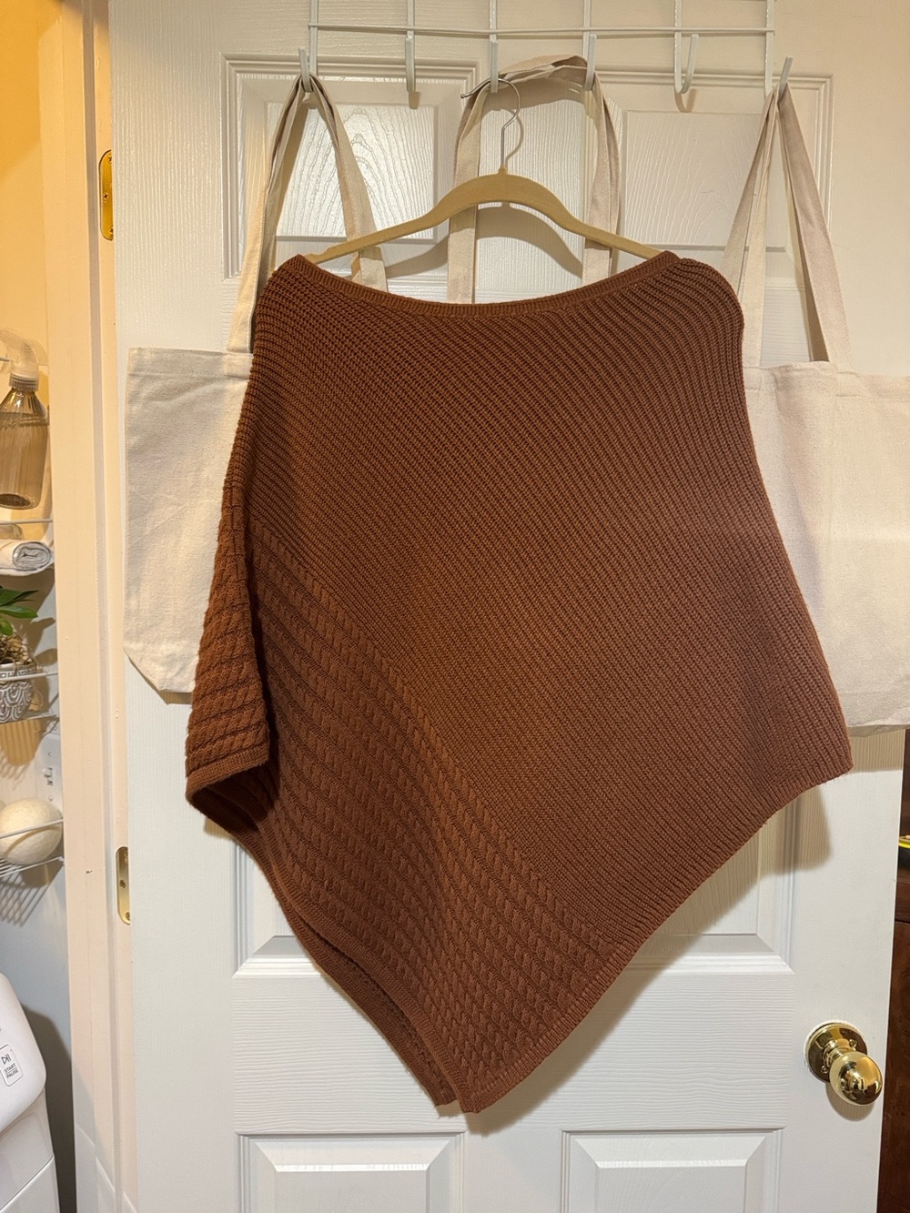 Women's Brown Knit Poncho Sweater